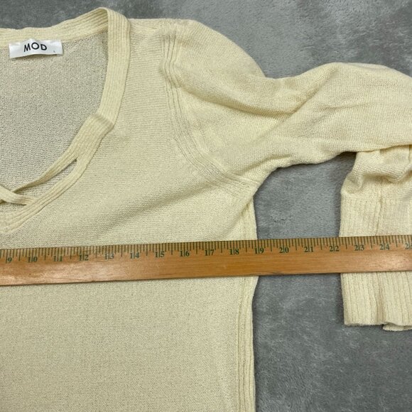 Mod Womens Long Sleeve Knit Sweater Tunic Beige Size L Lightweight a0956 - Picture 4 of 9